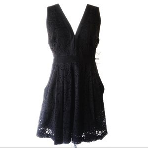 Free People Black Lace Deep V Cutout Dress